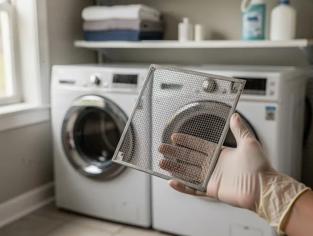 Wilmington Dryer Vent Cleaning specialist performing detailed lint trap cleaning service in Wilmington