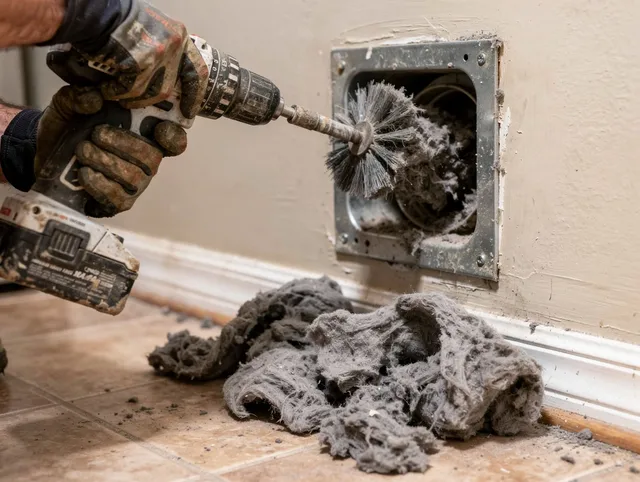 Certified Wilmington Dryer Vent Cleaning technician performing dryer vent cleaning in Wilmington