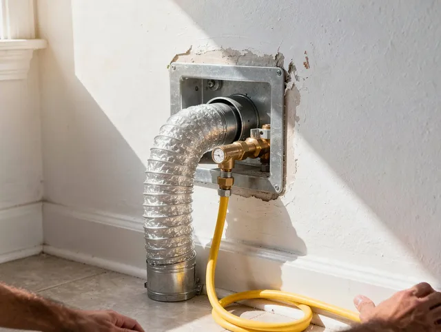 Wilmington Dryer Vent Cleaning certified technician performing specialized gas dryer vent cleaning in Wilmington